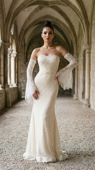 Violetta Güpür Balık Tasarım Abiye 84629 KREM