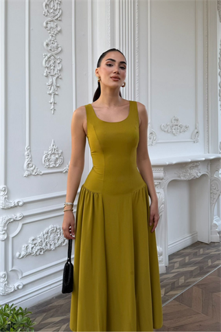Yıldız Kalın Askılı Midi Elbise 1112