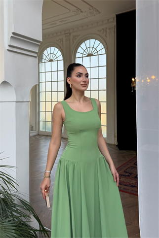 Yıldız Kalın Askılı Midi Elbise 1112