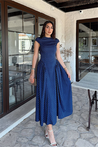 Yıldız Puantiye Detay Midi Elbise 221830