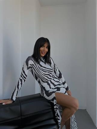 Zebra Desen Yasmin Maxi Elbise 4745