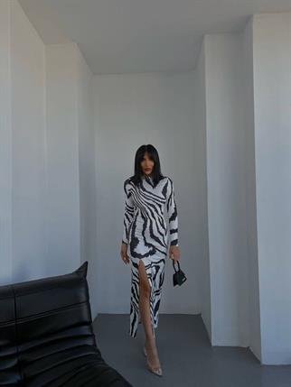 Zebra Desen Yasmin Maxi Elbise 4745