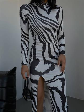 Zebra Desen Yasmin Maxi Elbise 4745