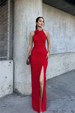 Zerda Gül Detay Tasarım Abiye 583176 KIRMIZI