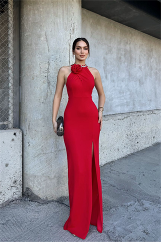 Zerda Gül Detay Tasarım Abiye 583176 KIRMIZI