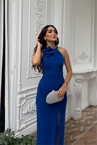 Zerda Gül Detay Tasarım Abiye 583176 SAKS MAVİSİ