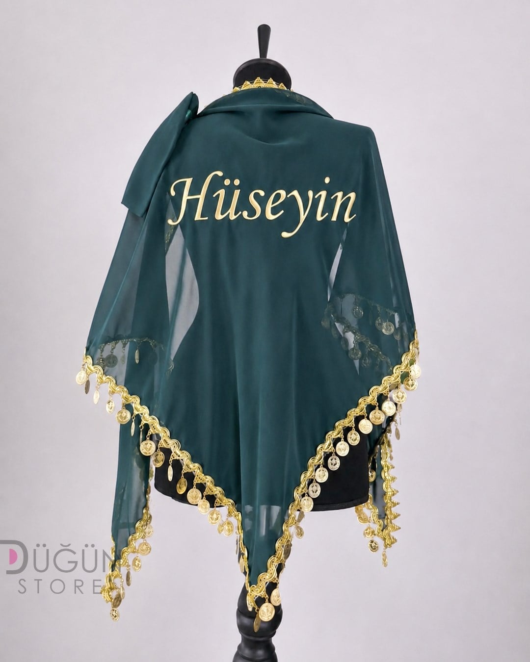  İsimli ve Pullu Damat Örtüsü-Yeşil