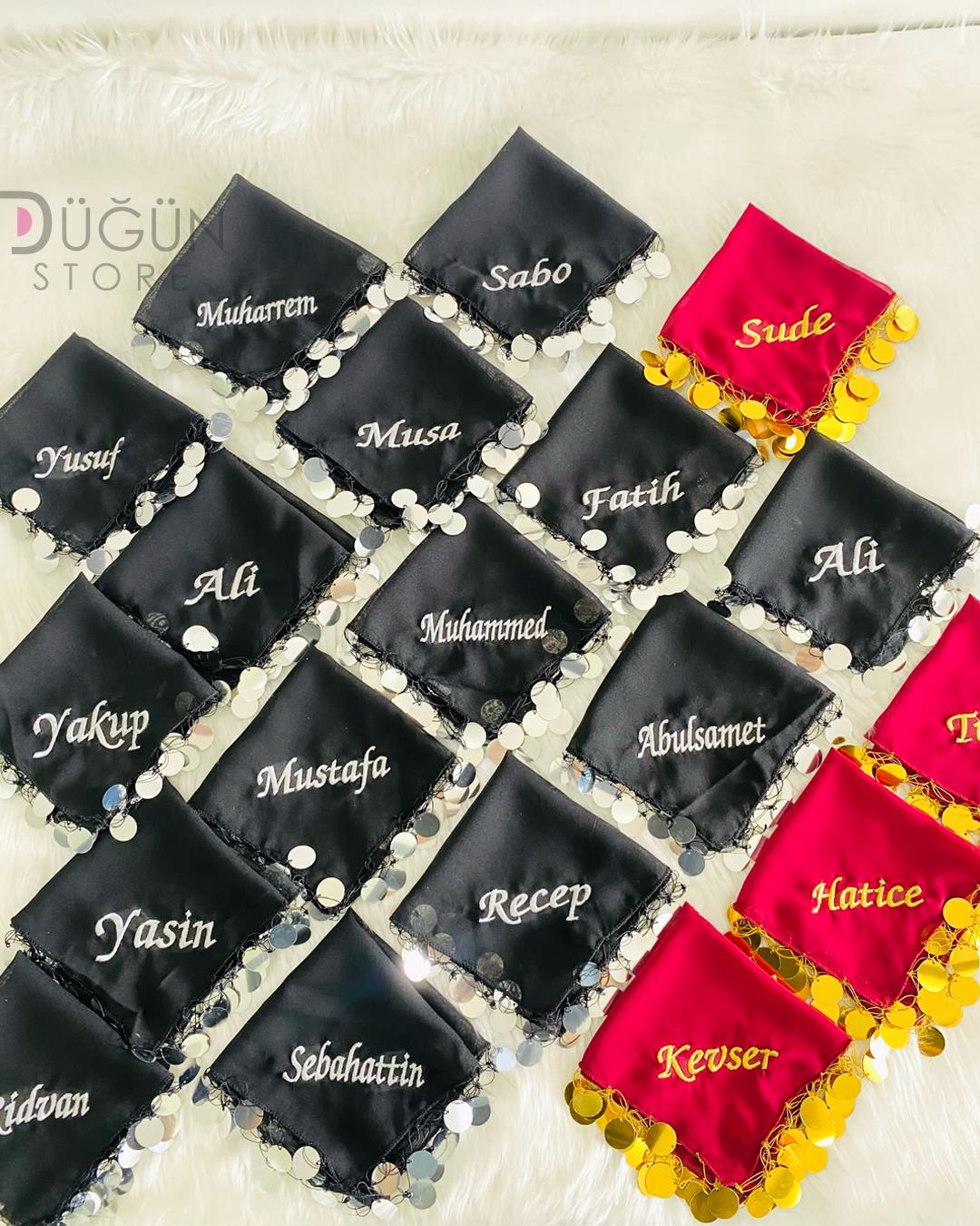 İsimli Nedime Mendili -siyah