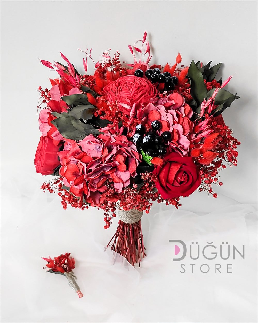  Red Peony Gelin Buketi
