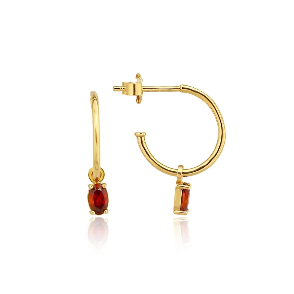 Red Citrine 14 Ayar Altın Küpe