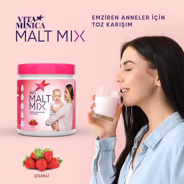 Vitaminica Malt Mix Anne Sütü Artırıcı Toz İçecek Çilekli 30 Porsiyon