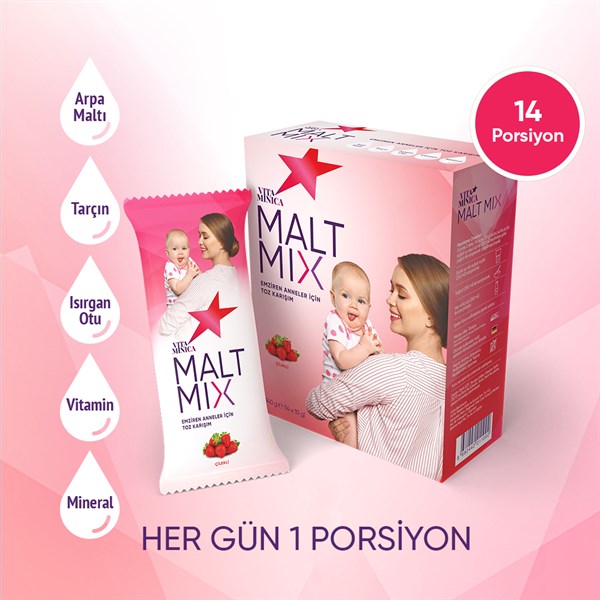 Vitaminica Malt Mix Emziren Anneler İçin Toz Karışım Çilekli 14 Pors.