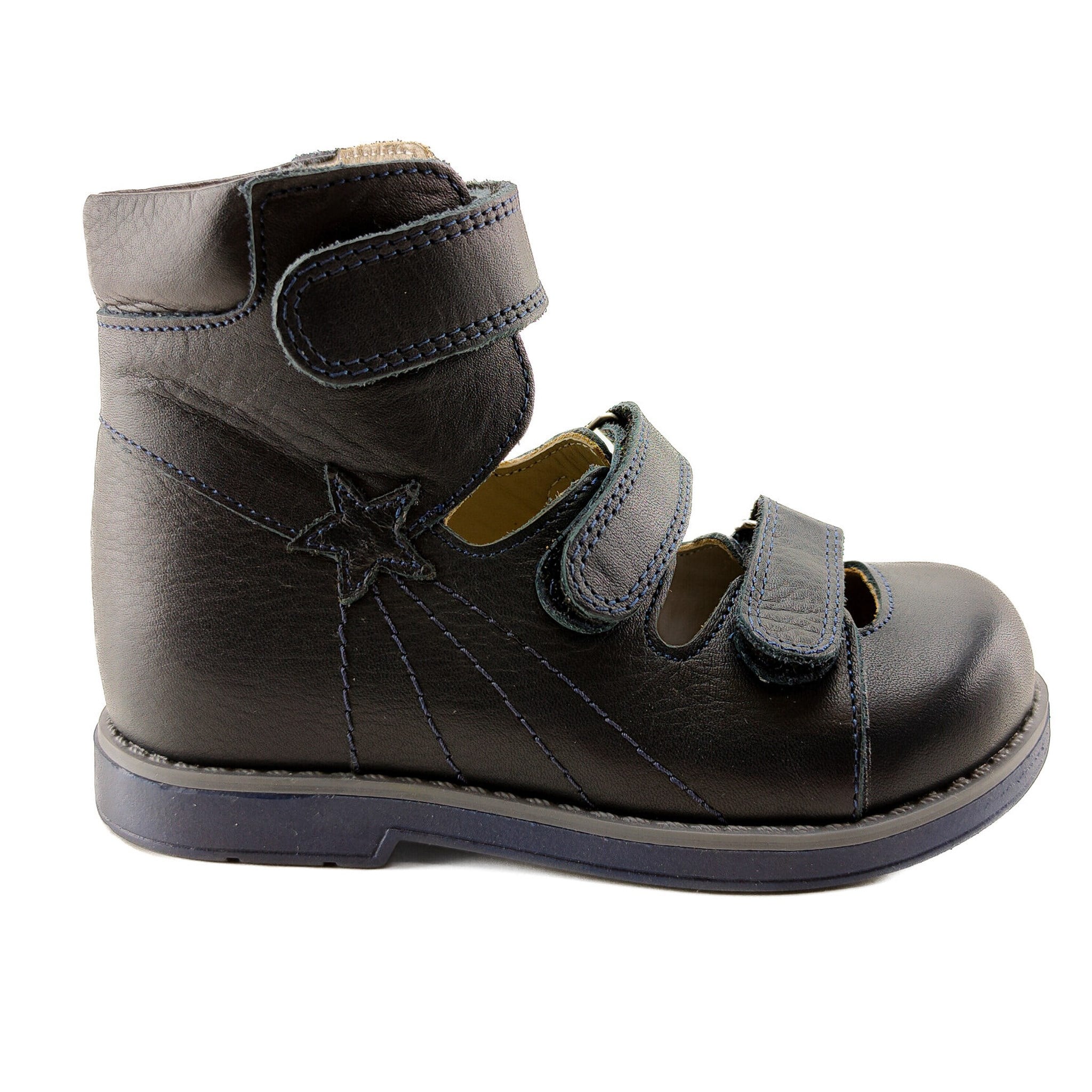 Ortoplus Deri Ortopedik AFO Sandalet P C718 LACİVERT - OrtoPlus
