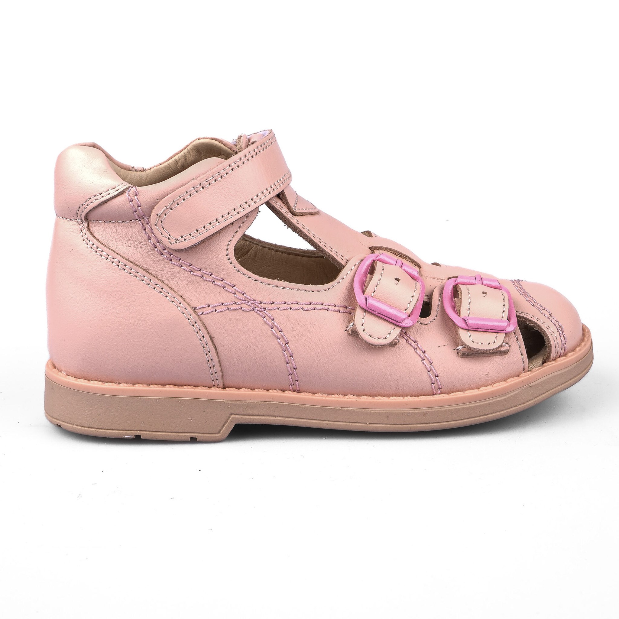 Ortoplus Deri Ortopedik Bebe Sandalet K C646-1 PUDRA DERİ - OrtoPlus