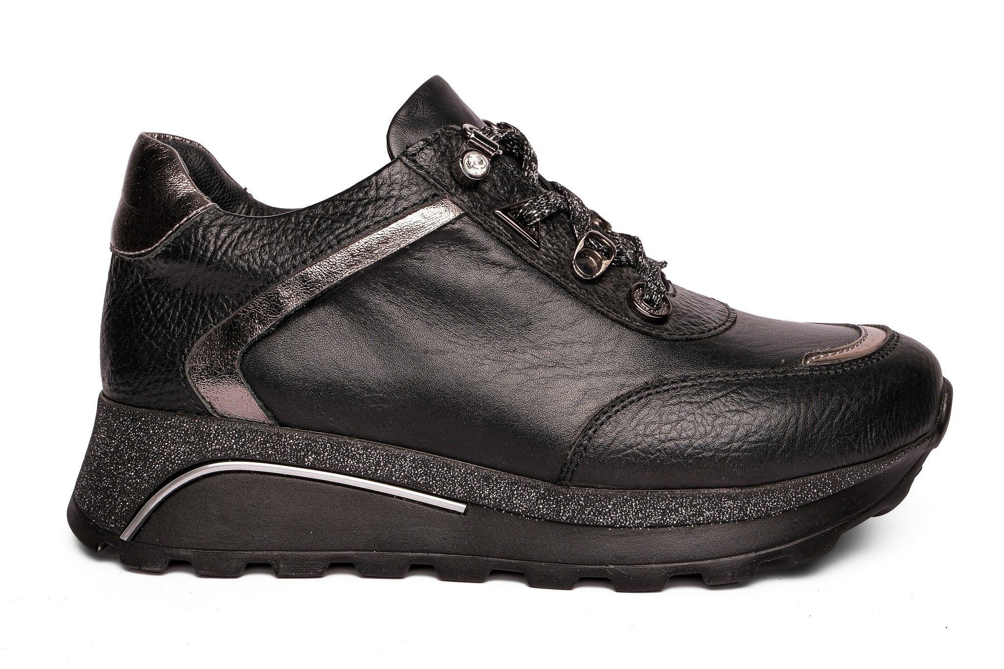 Ortoplus Deri Ortopedik Kadın Sneaker Ayakkabı ET3308 SİYAH - OrtoPlus