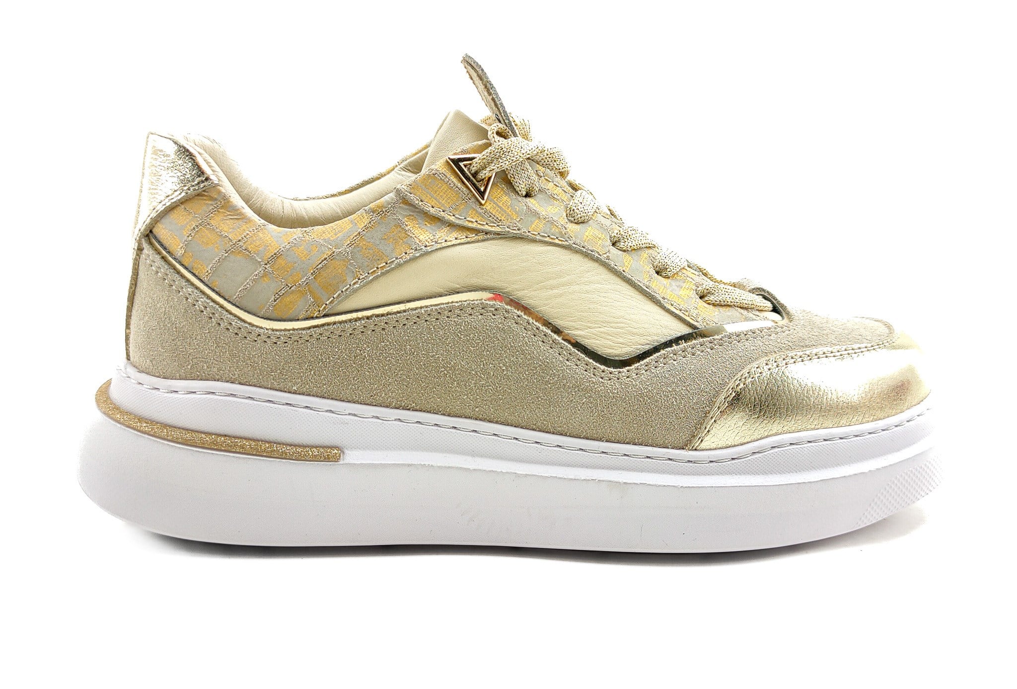 Ortoplus Deri Ortopedik Kadın Sneaker Ayakkabı ET3248 ALTIN - OrtoPlus