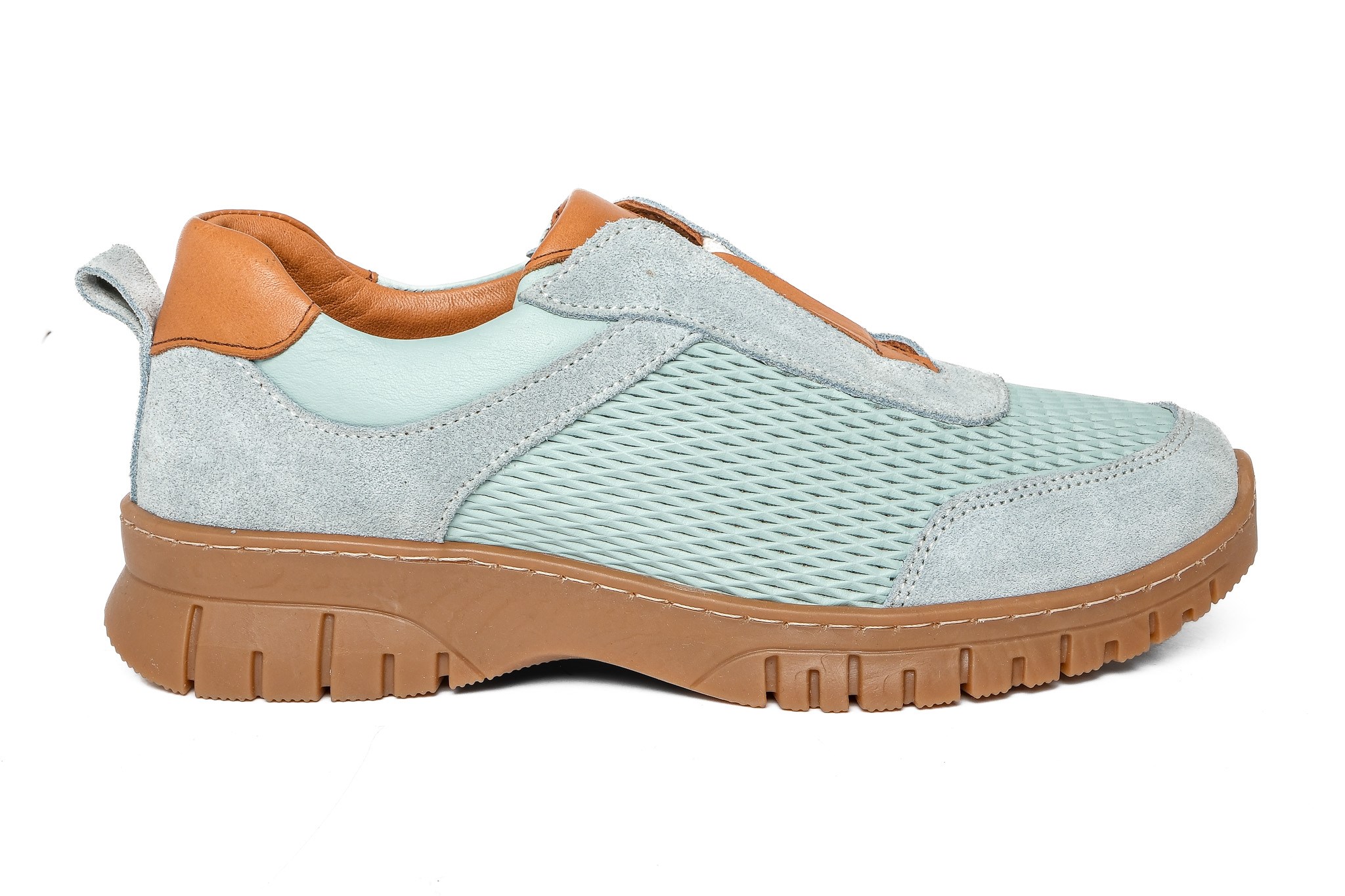 Ortoplus Deri Ortopedik Kadın Sneaker Ayakkabı ND26066 AÇIK MAVİ - OrtoPlus