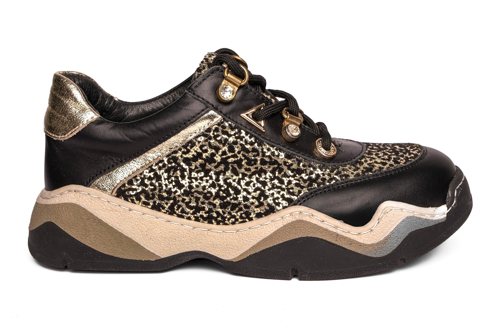 Ortoplus Deri Ortopedik Kadın Sneaker Ayakkabı ET3308 SİYAH LEOPAR - OrtoPlus