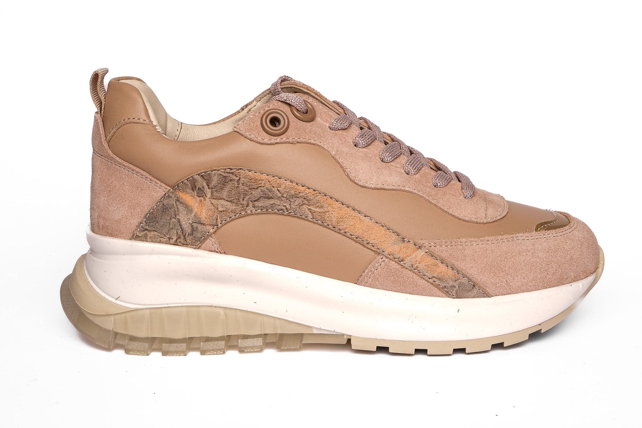 Ortoplus Deri Ortopedik Kadın Sneaker Ayakkabı ET3212 PUDRA - OrtoPlus