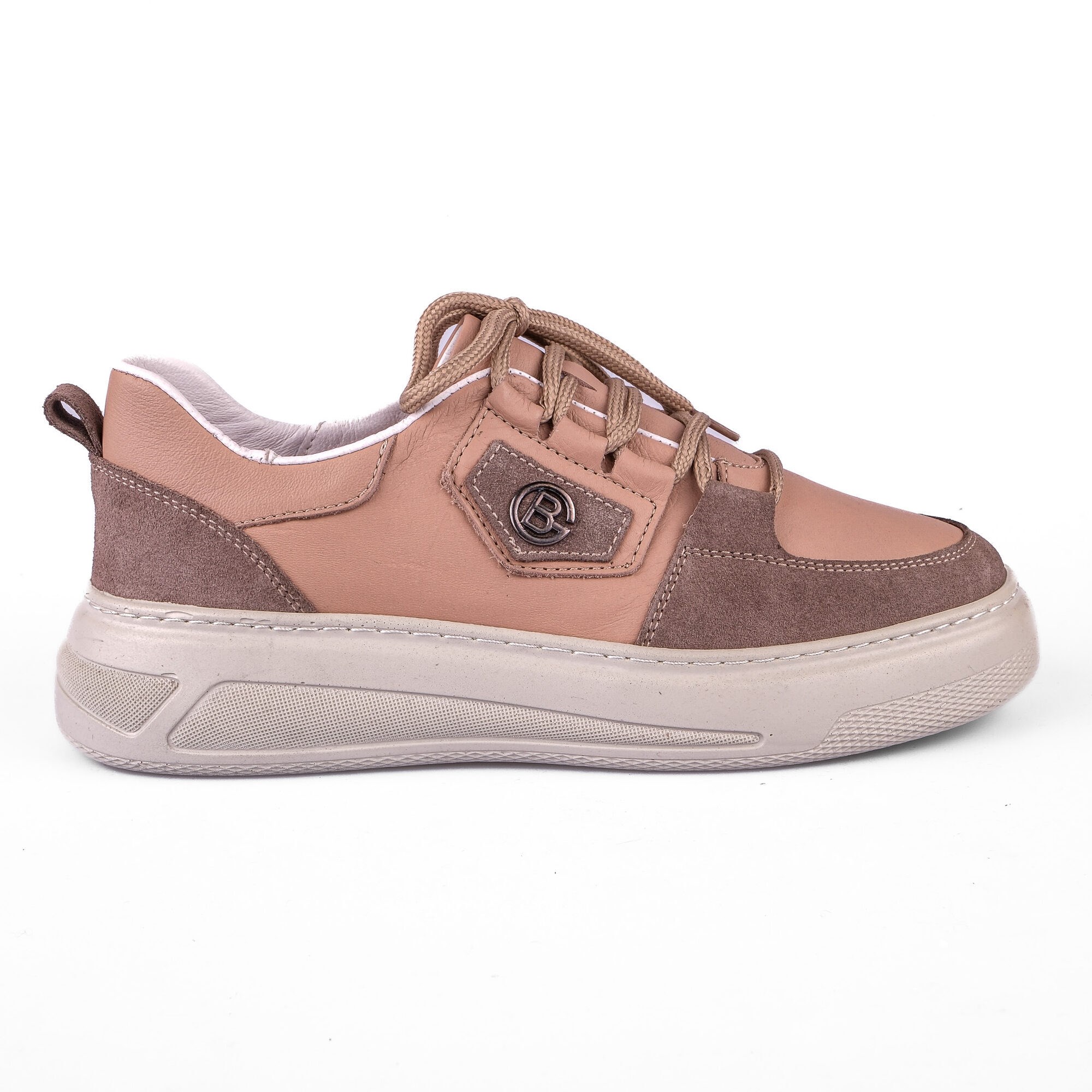 Ortoplus Deri Ortopedik Sneaker Kadın Ayakkabı S8030 VİZON - OrtoPlus