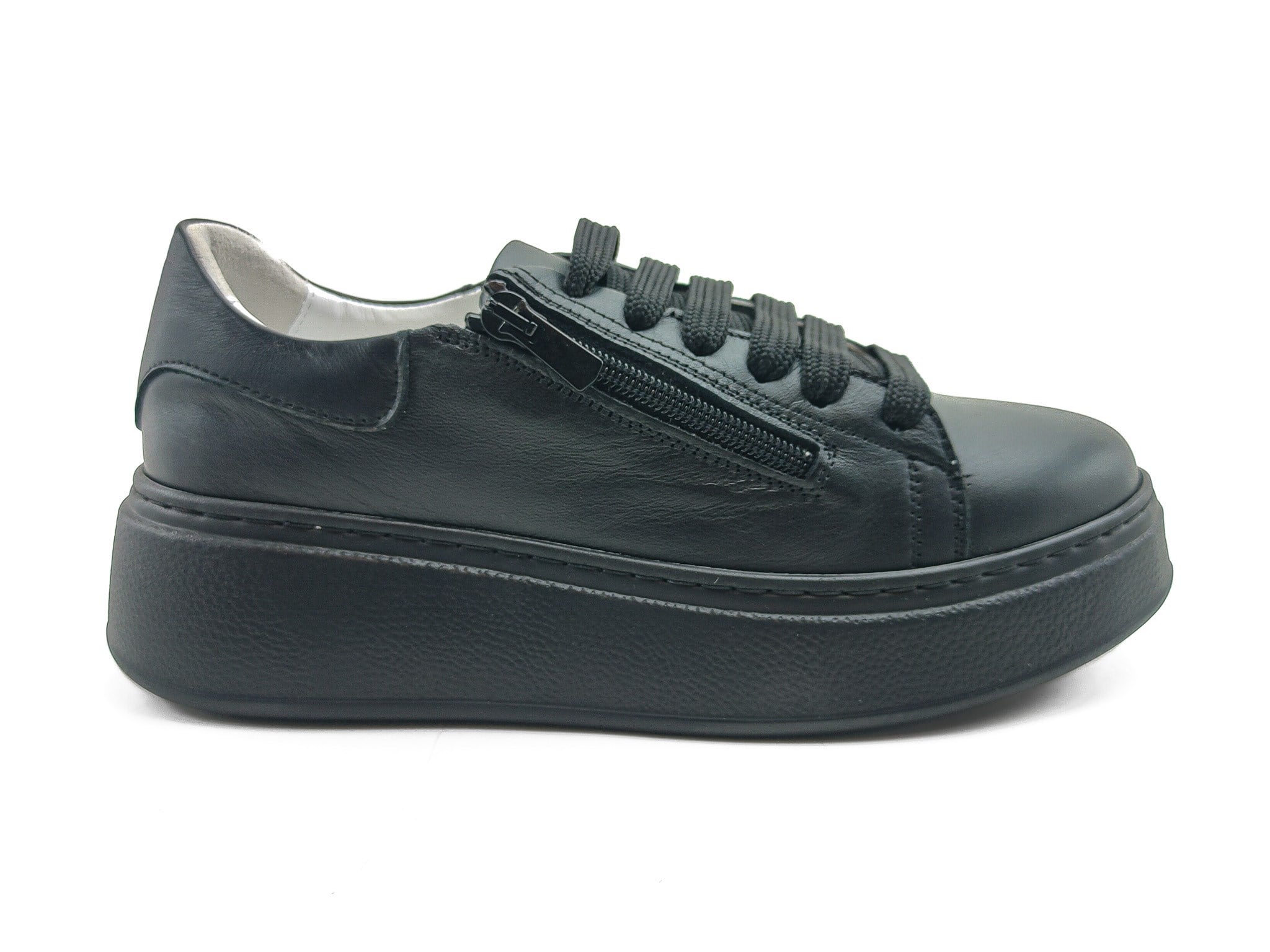 Ortoplus Deri Ortopedik Sneaker Kadın Ayakkabı EL117 SİYAH - OrtoPlus