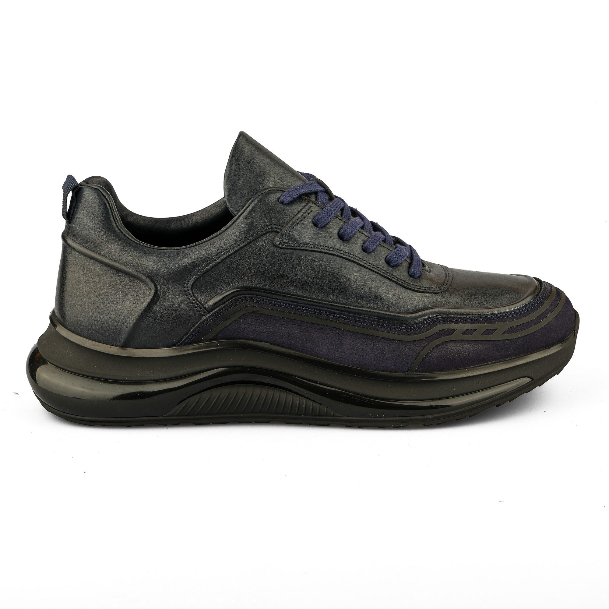Ortoplus Ortopedik Deri Erkek Sneaker Ayakkabı CF2425 LACİVERT - OrtoPlus