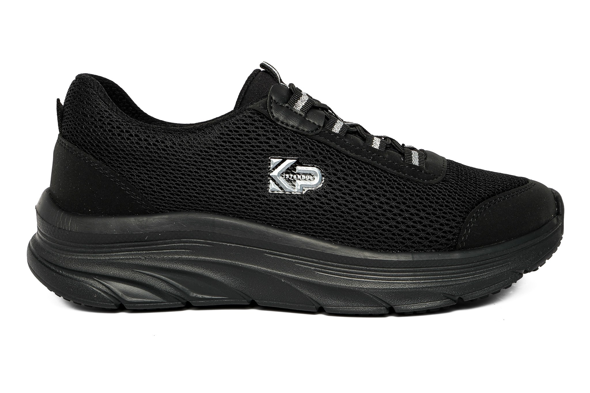 Sneaker Tekstil Yürüyüş Unisex Bağcıklı Ayakkabı KP5121 SİYAH - King Paolo