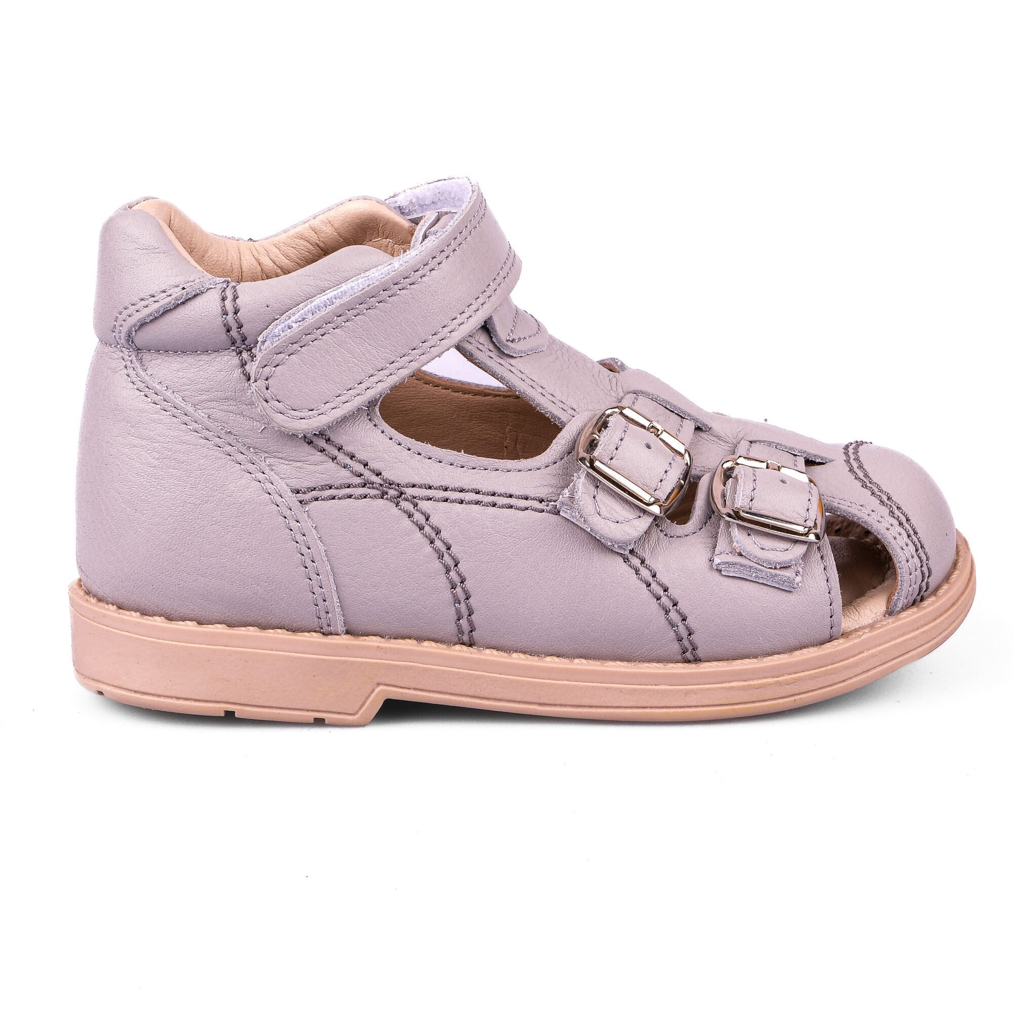 Ortoplus Deri Ortopedik Bebe Sandalet K C646-1 AÇIK GRİ - OrtoPlus