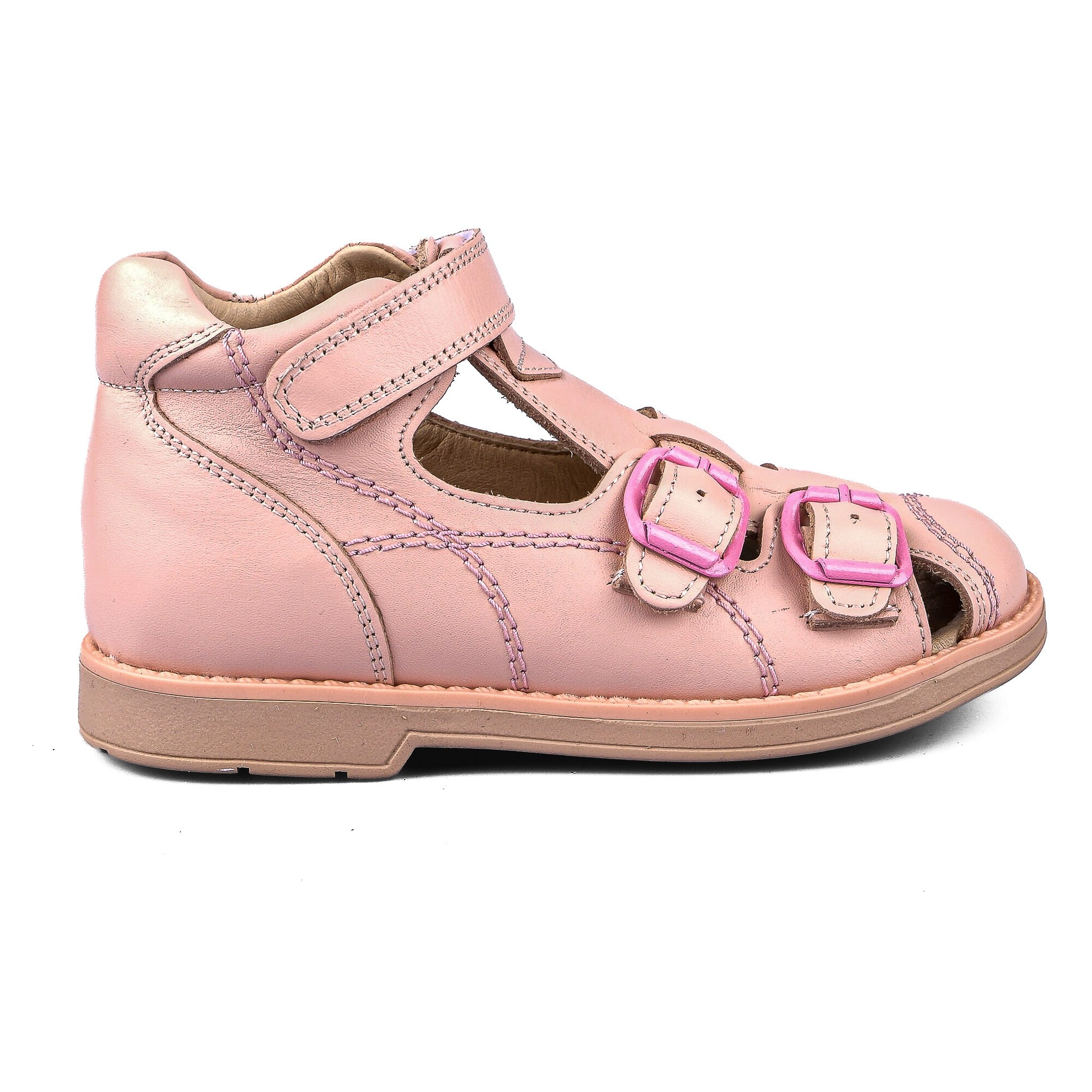 Ortoplus Deri Ortopedik Bebe Sandalet K C646-1 PUDRA DERİ - OrtoPlus