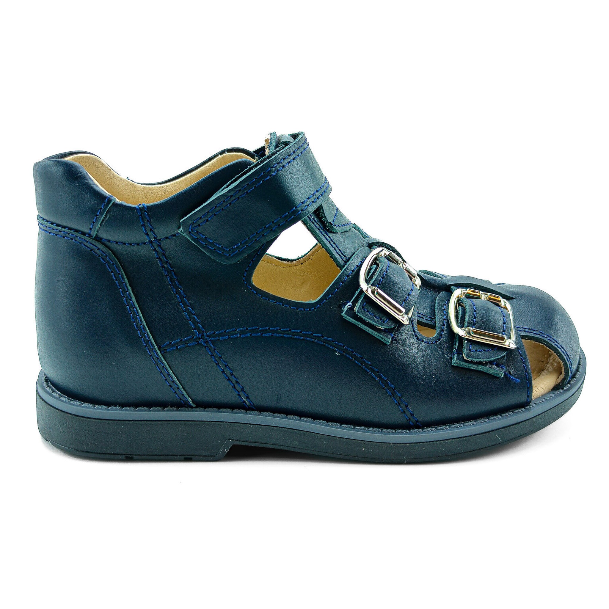Ortoplus Deri Ortopedik Çocuk Sandalet F C646-1 LACİVERT - OrtoPlus