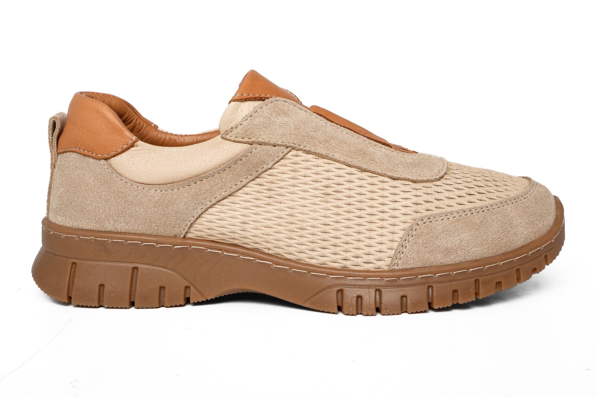 Ortoplus Deri Ortopedik Kadın Sneaker Ayakkabı ND26066 BEJ - OrtoPlus