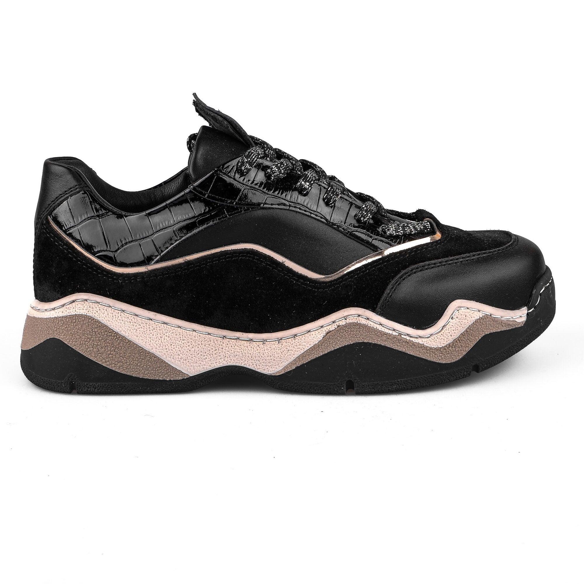 Ortoplus Deri Ortopedik Kadın Sneaker Ayakkabı ET3248 SİYAH - OrtoPlus