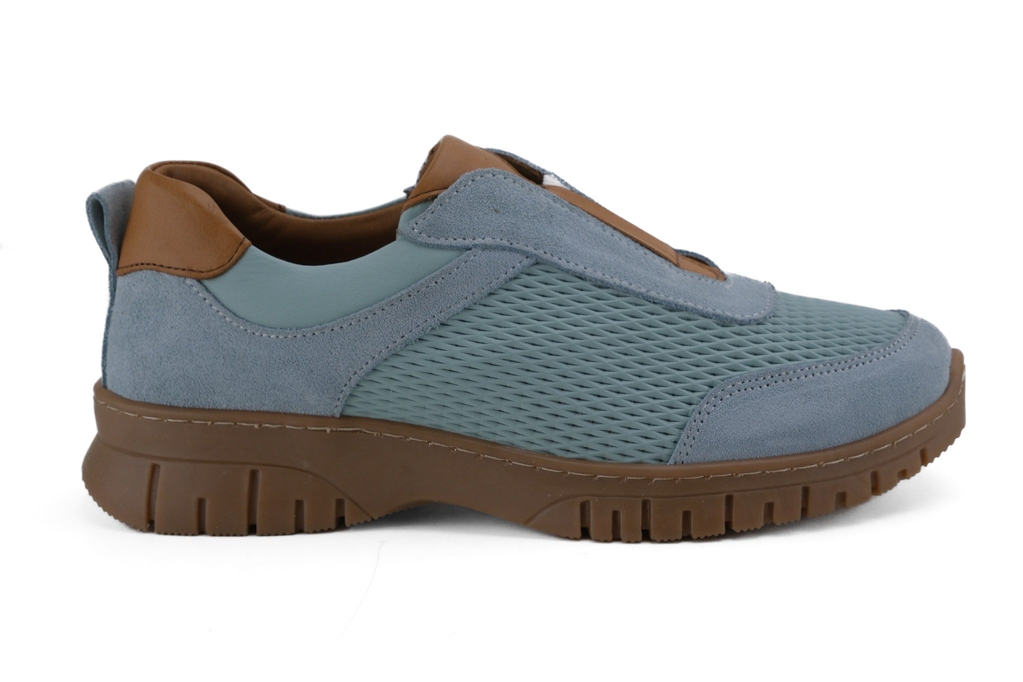 Ortoplus Deri Ortopedik Kadın Sneaker Ayakkabı ND26066 AÇIK MAVİ - OrtoPlus