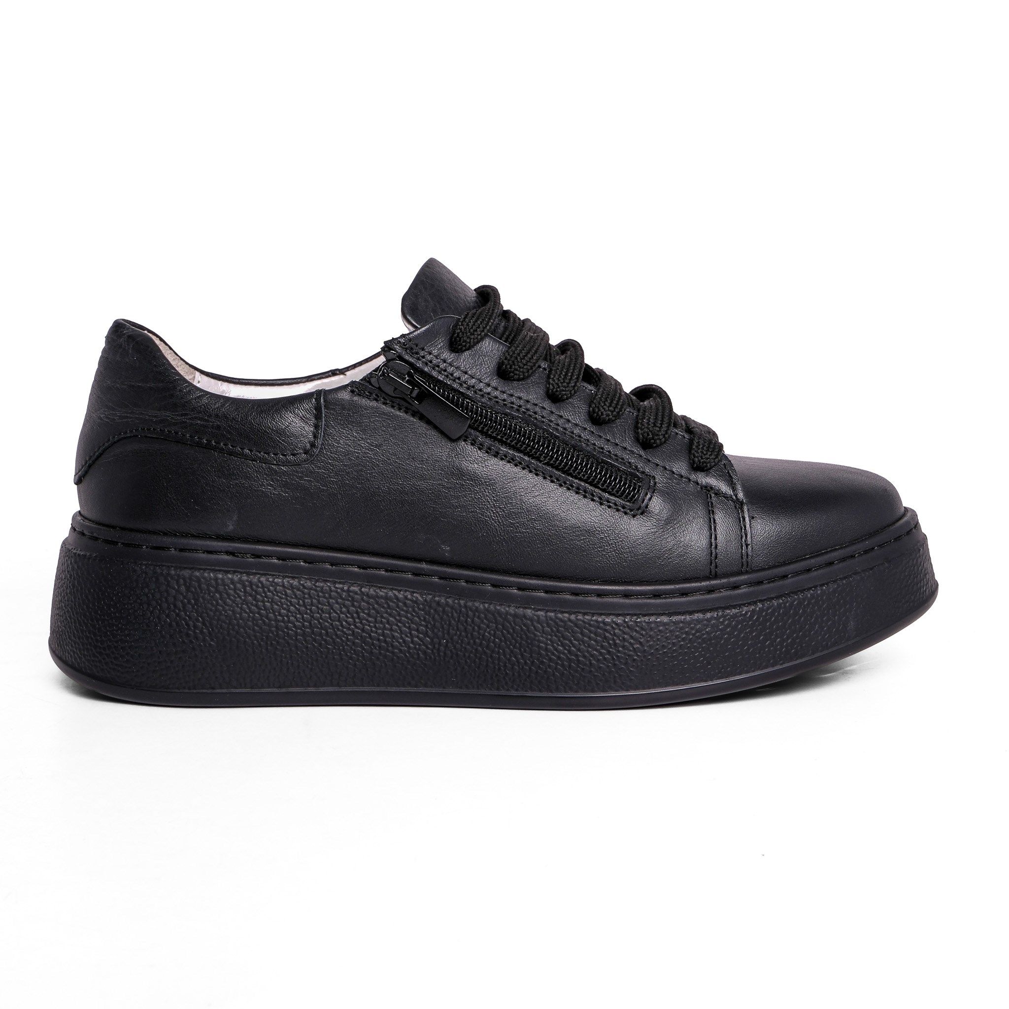 Ortoplus Deri Ortopedik Sneaker Kadın Ayakkabı EL117 SİYAH - OrtoPlus