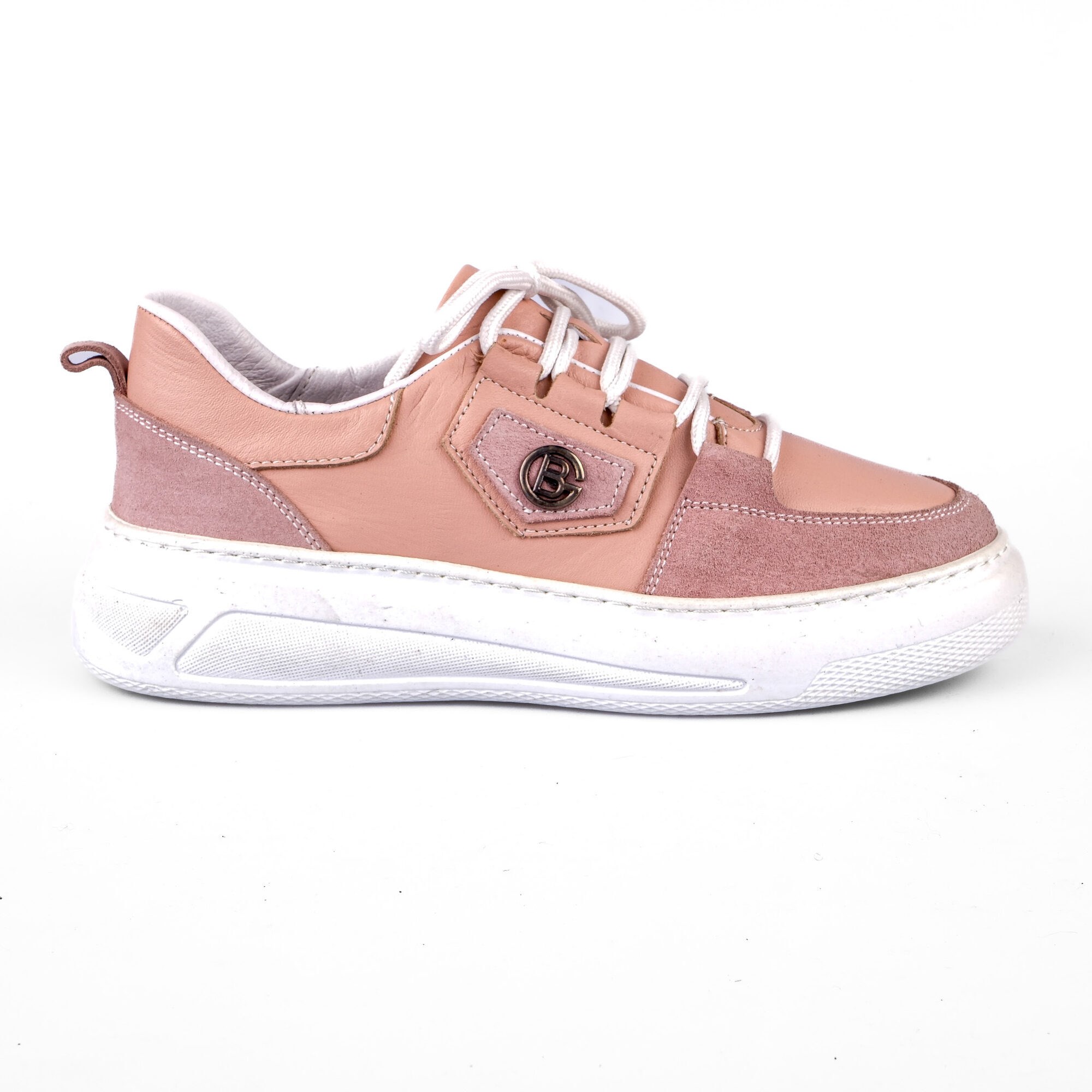 Ortoplus Deri Ortopedik Sneaker Kadın Ayakkabı S8030 PUDRA - OrtoPlus