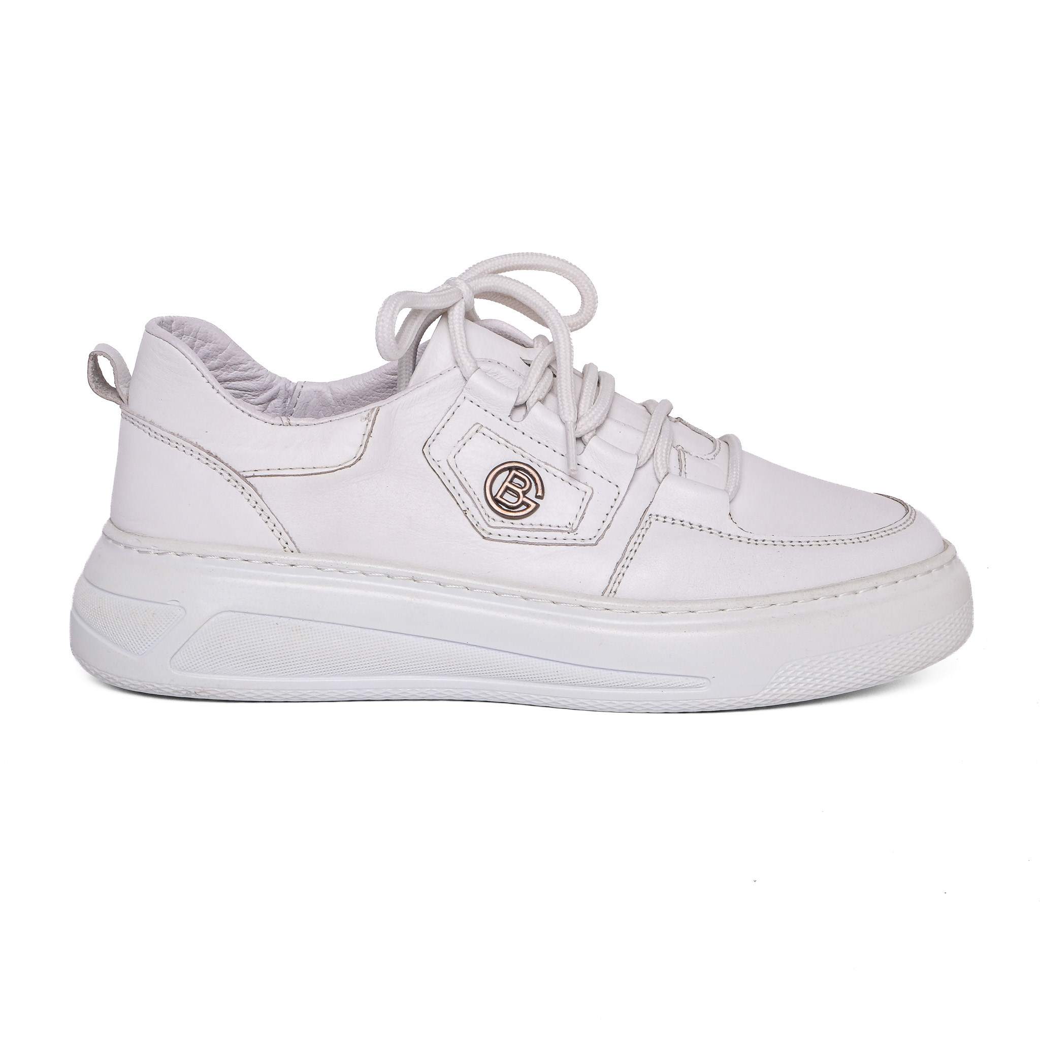Ortoplus Deri Ortopedik Sneaker Kadın Ayakkabı S8030 BEYAZ - OrtoPlus