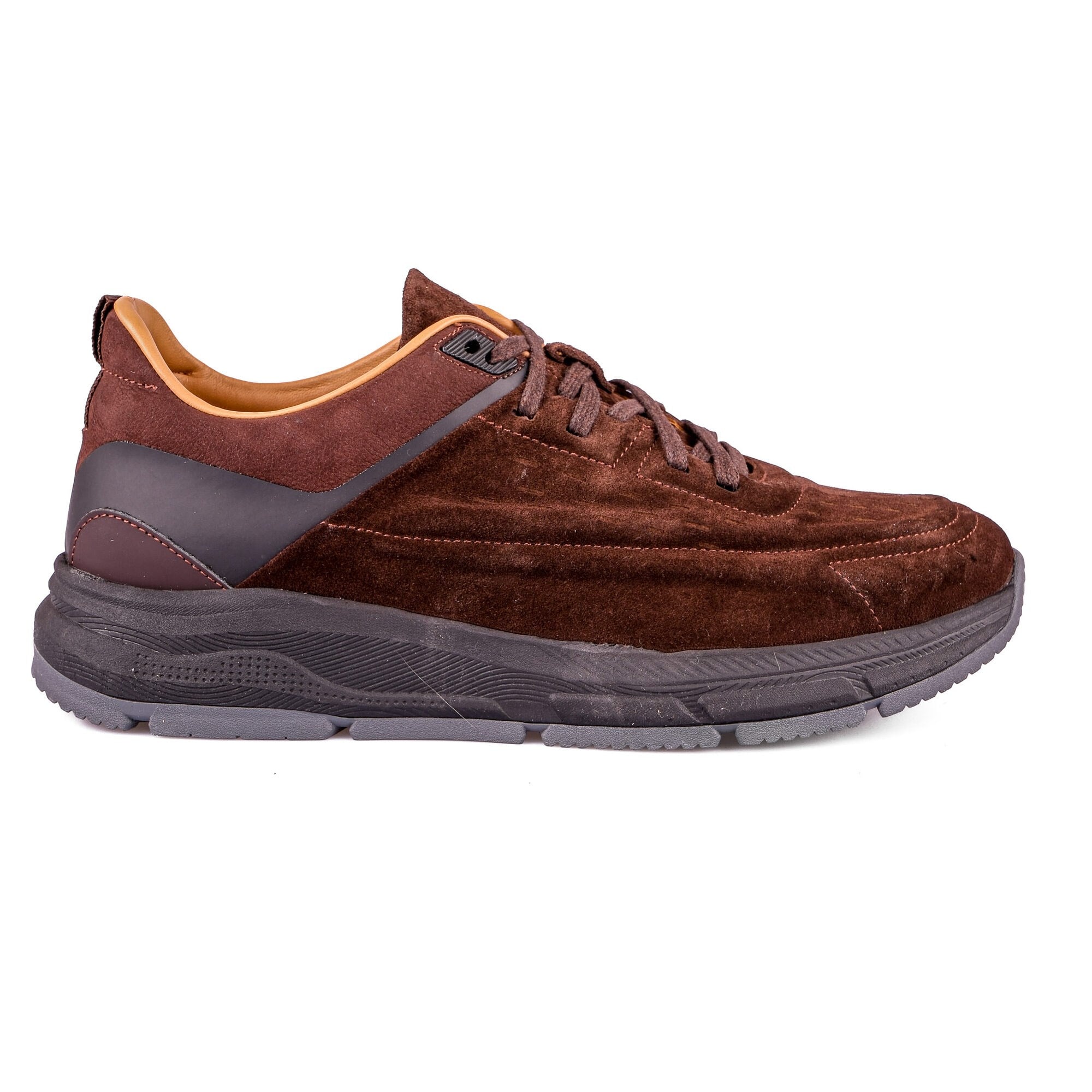 Ortoplus Ortopedik Deri Erkek Sneaker Ayakkabı CF2508 KAHVE SÜET - OrtoPlus