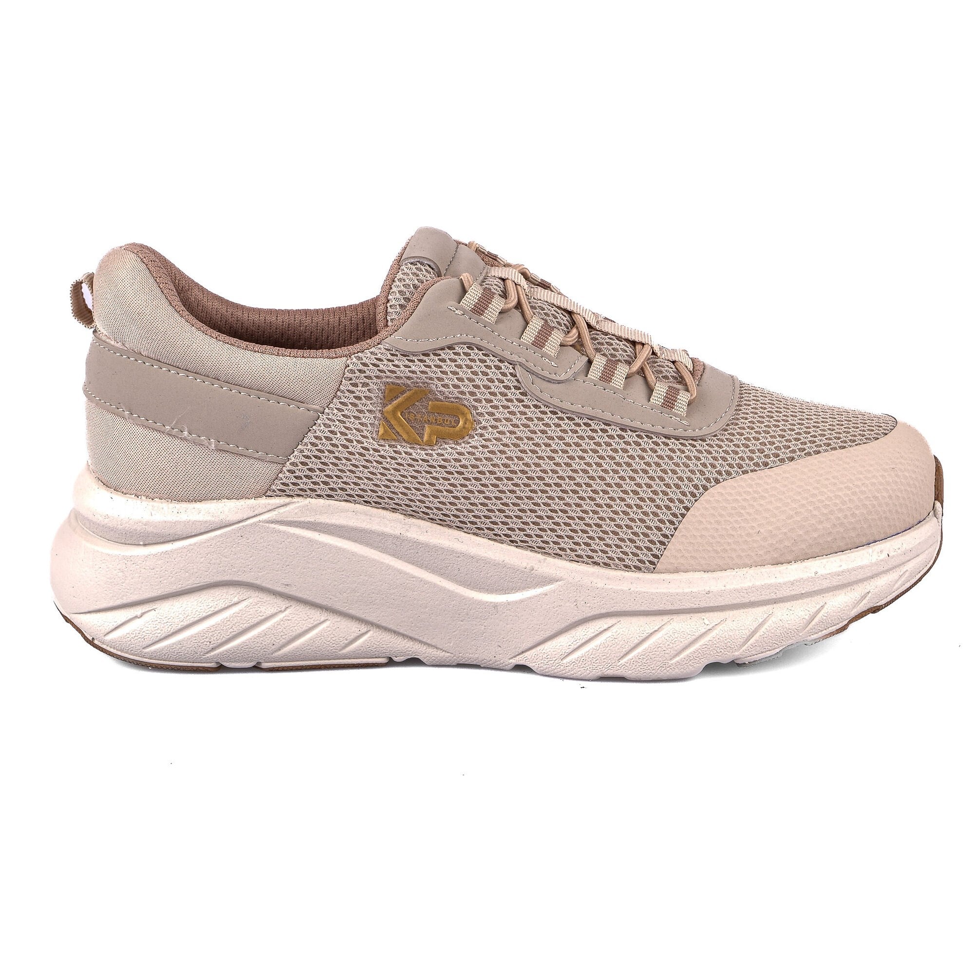 Sneaker Tekstil Yürüyüş Kadın Ayakkabı Bağcıklı KP5194 BEJ - King Paolo