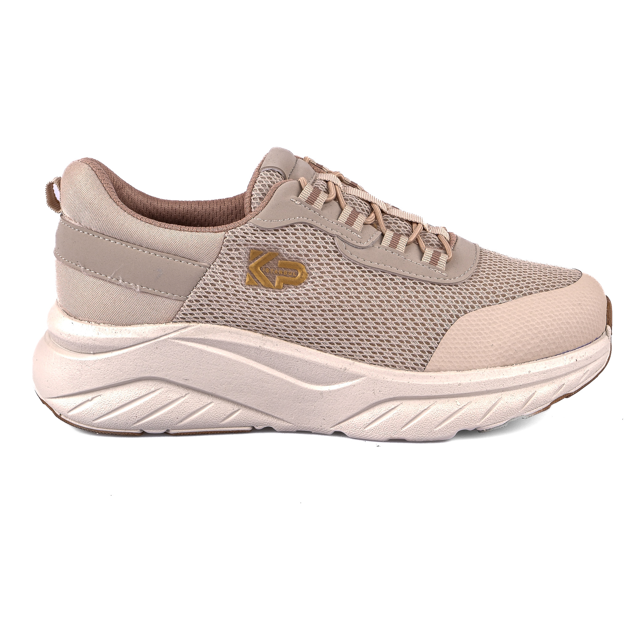 Sneaker Tekstil Yürüyüş Kadın Ayakkabı Bağcıklı KP5194 BEJ - King Paolo