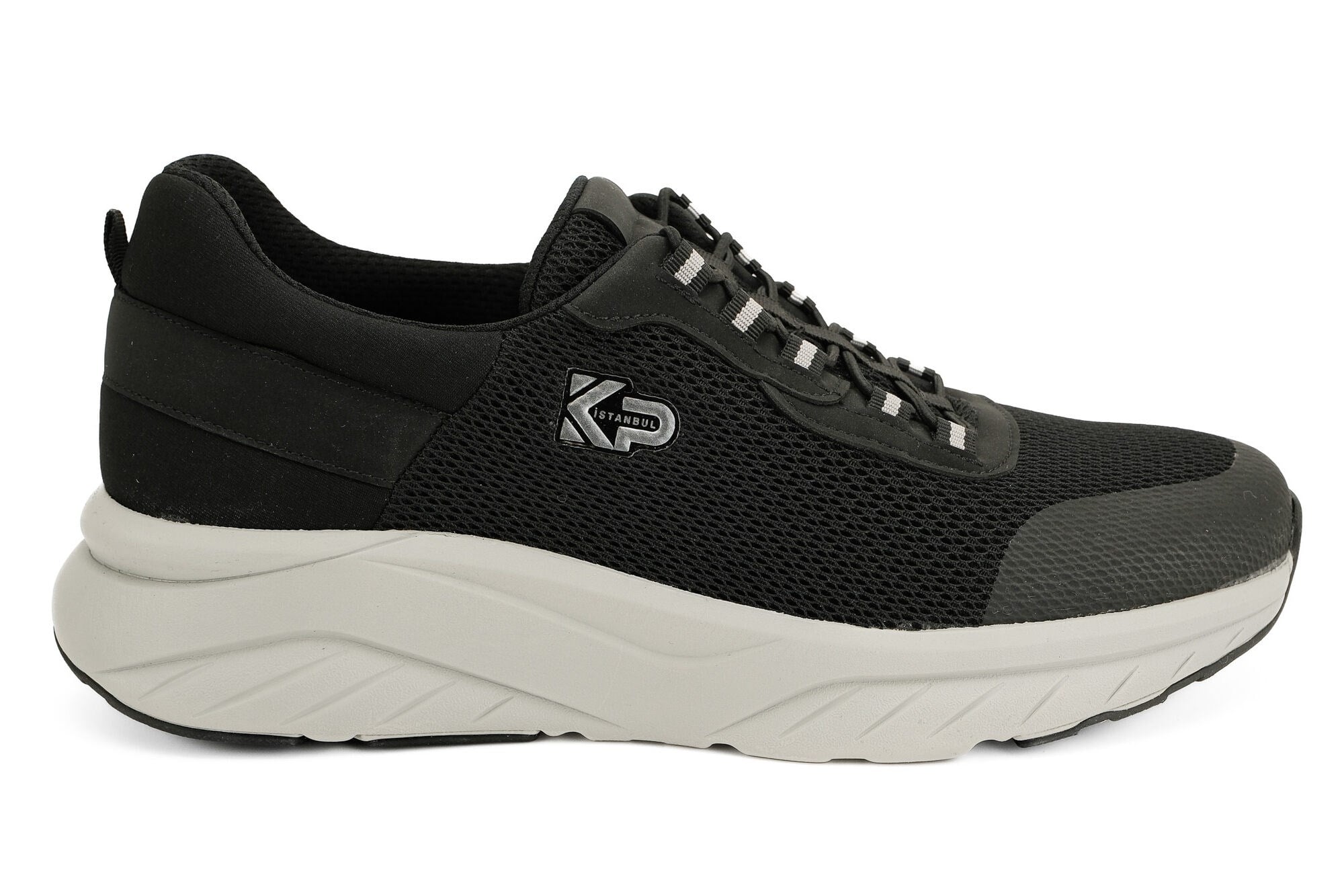 Sneaker Tekstil Yürüyüş Unisex Bağcıklı Ayakkabı KP5121 SİYAH - King Paolo
