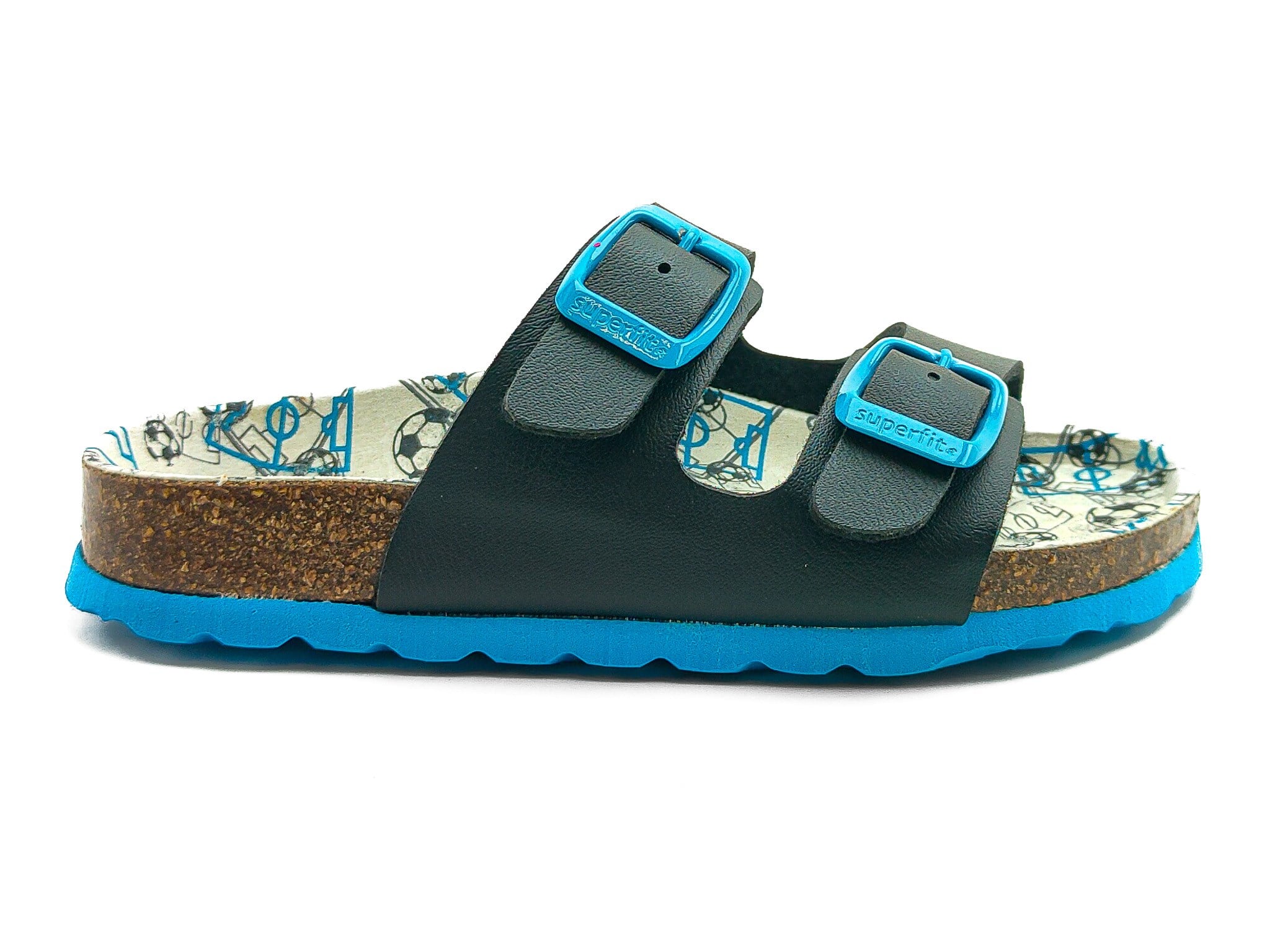 Superfit Ortopedik Çocuk Terlik Çift Bantlı P 800111-8160 Laci Futbol BLAU / MEHRFARBIG - Superfit