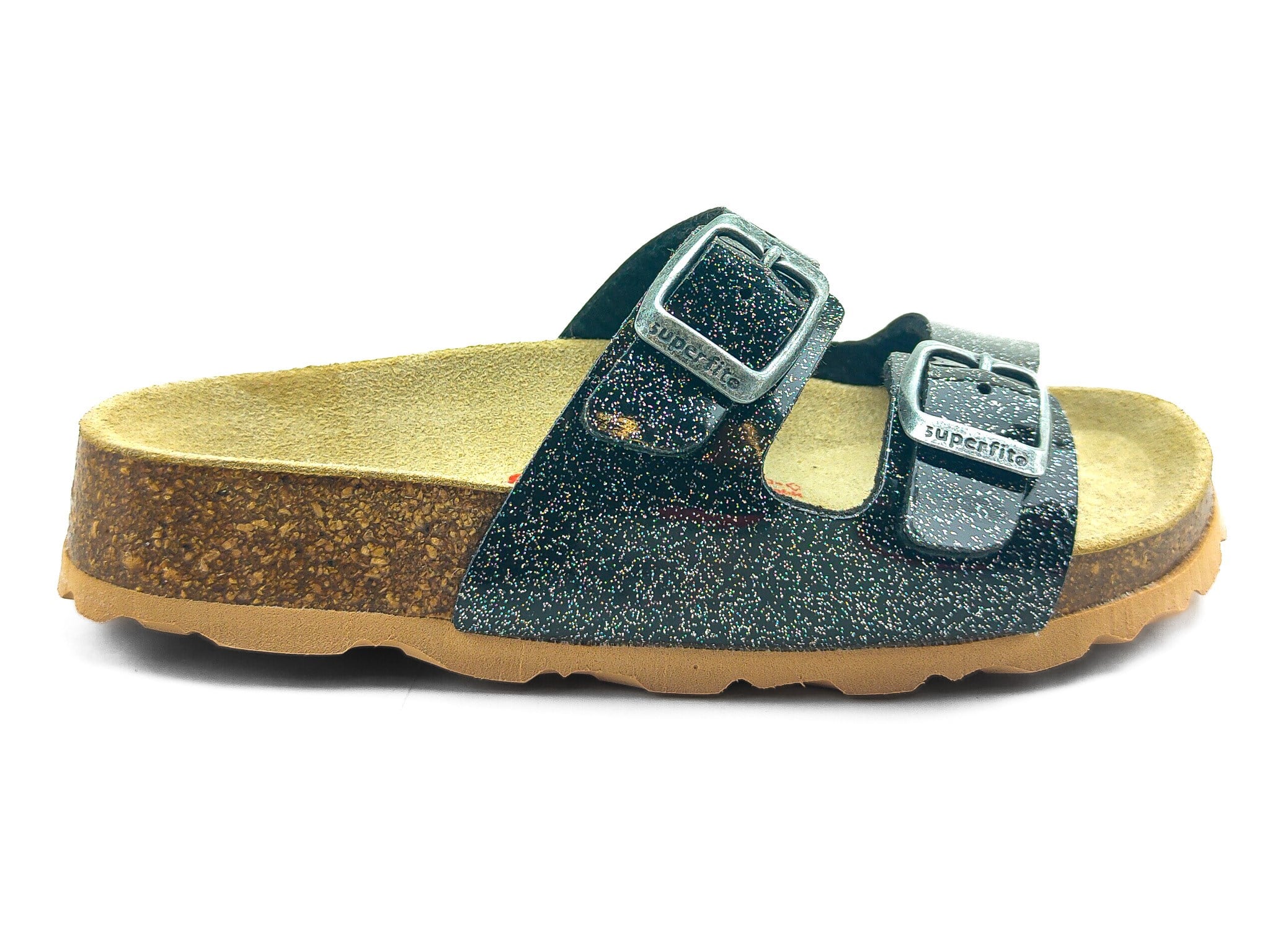 Superfit Ortopedik Çocuk Terlik Çift Bantlı F 800111-0100 - Siyah Simli SCHWARZ / SILBER - Superfit