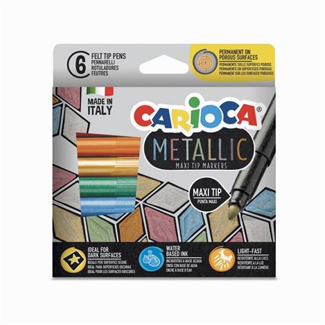 Carioca 6 Renk Maxi Tip Metalik Keçeli Kalem Seti