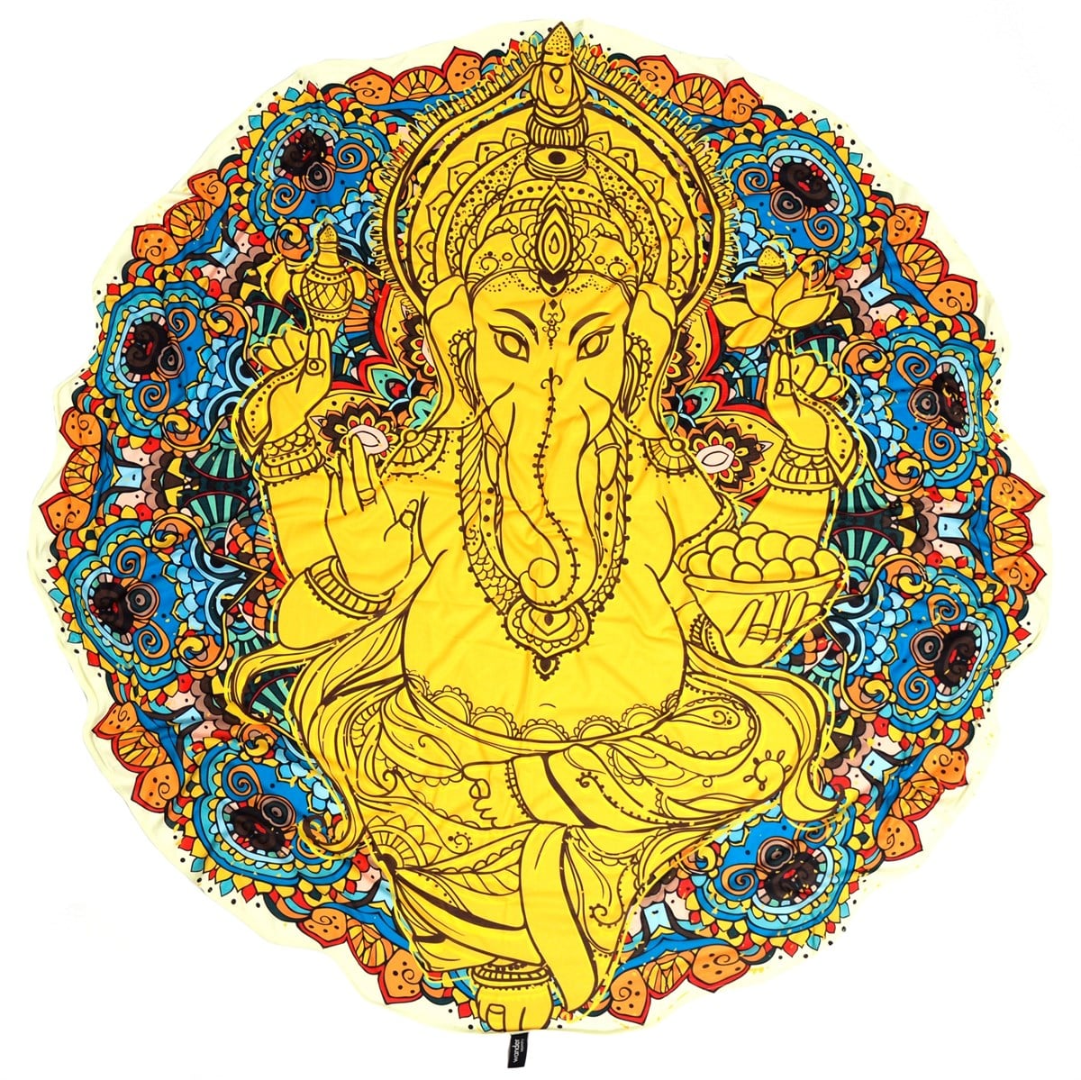 Yellow Ganesh Yuvarlak Duvar Örtüsü