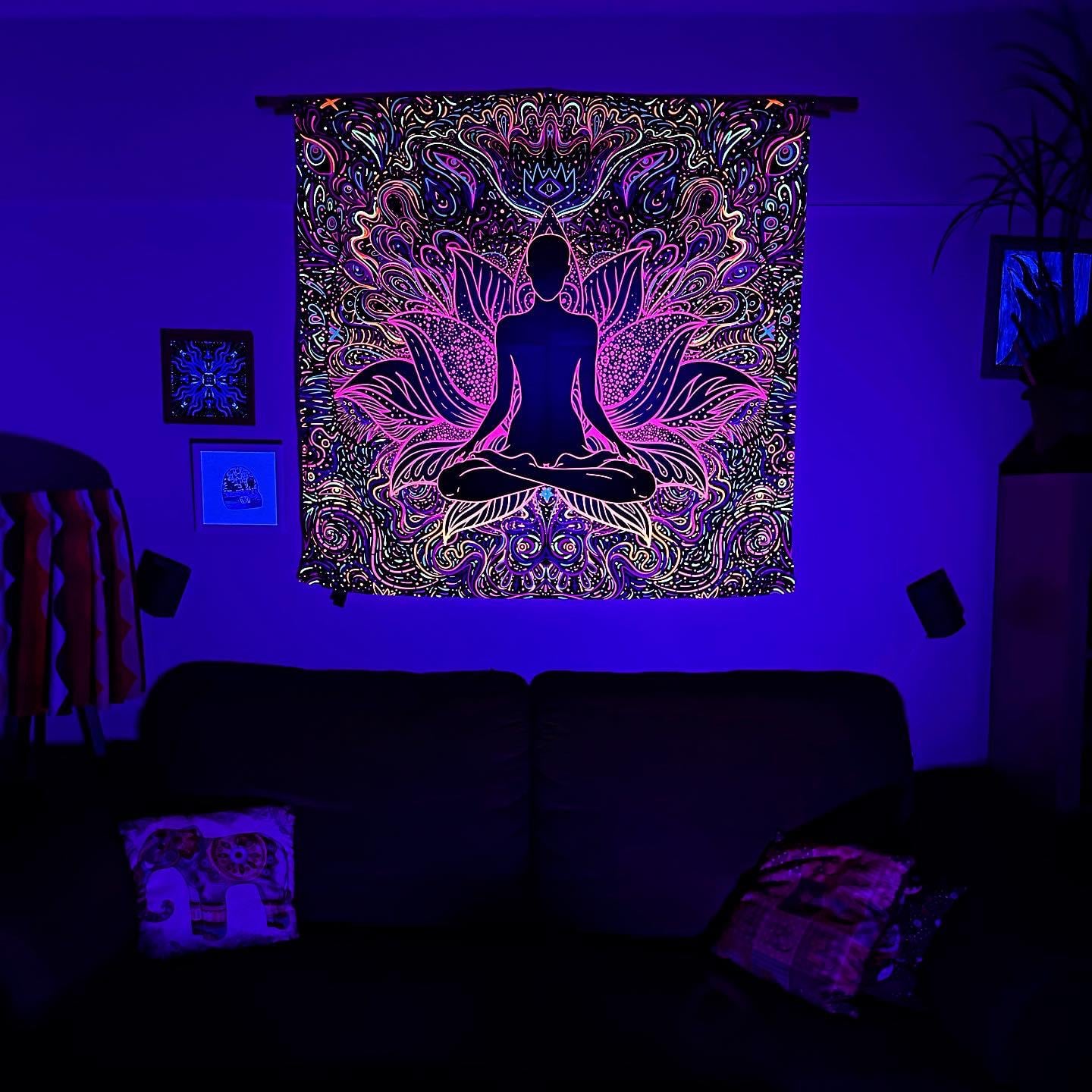 Psychedelic Spiritual Om / Neon Duvar Örtüsü Tapestry