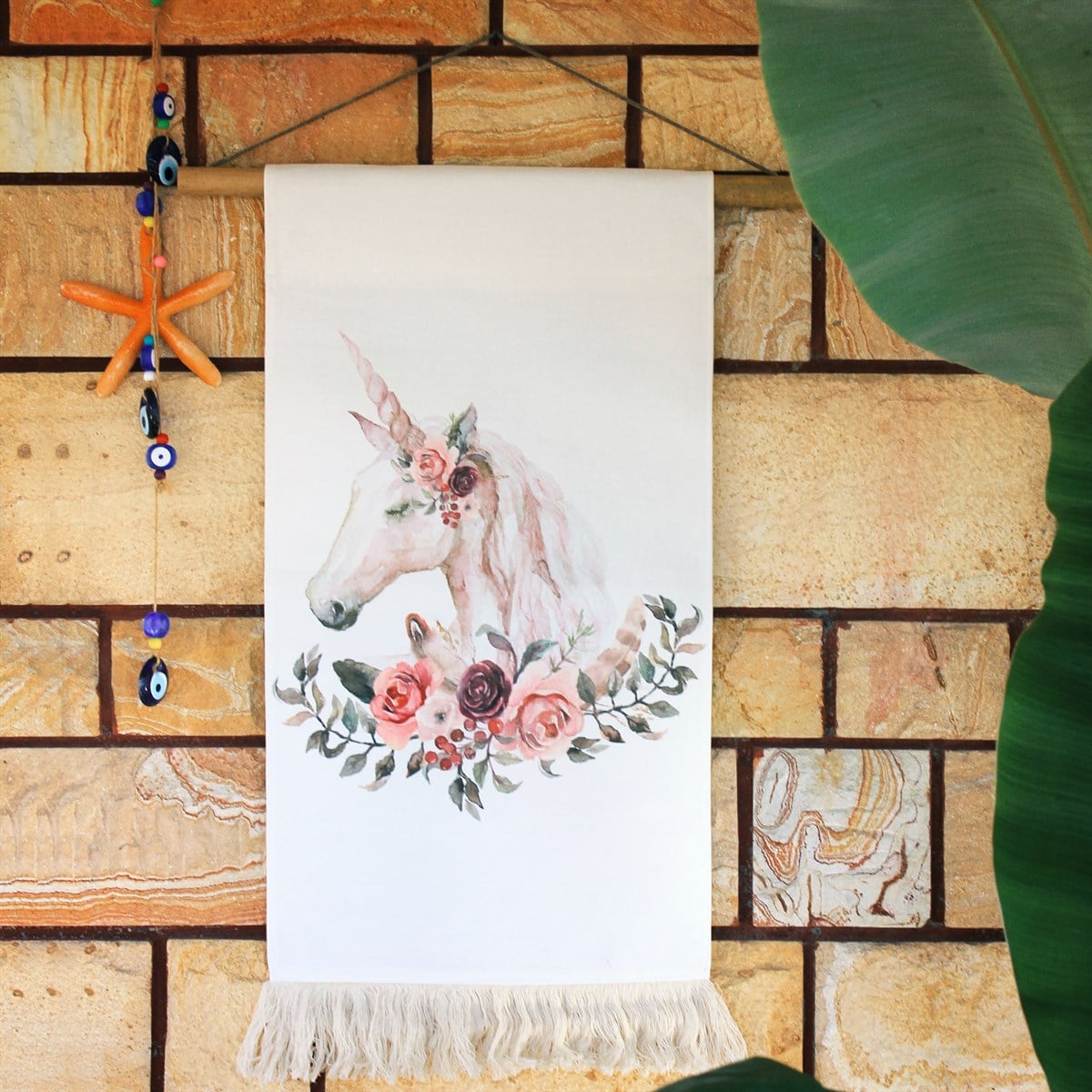 The Unicorn Doğal Bambulu ve Püsküllü Flama