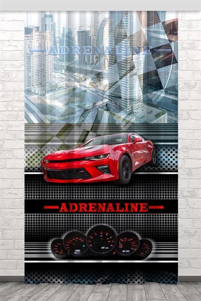 Adrenaline Yarış Arabası Fon Perde (Tek Kanat)