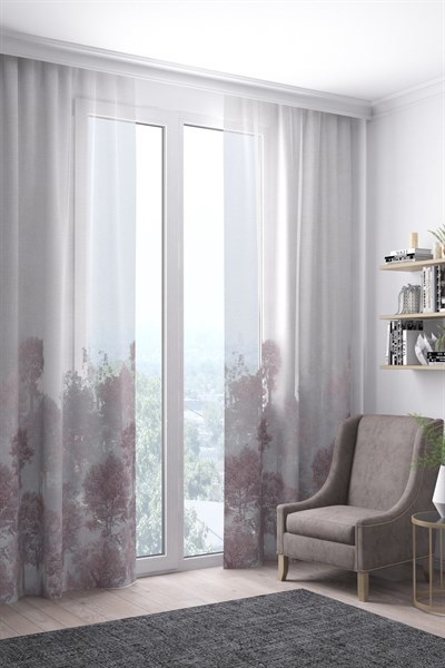 Ağaç Desenli Modern Tül Perde (Tek Kanat)