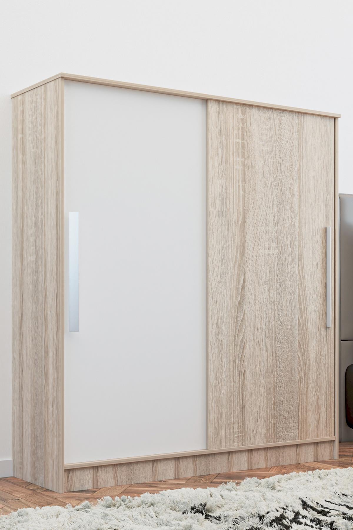 Ae-4001 Zambak Sürgü Gardırop Sonomo & Beyaz