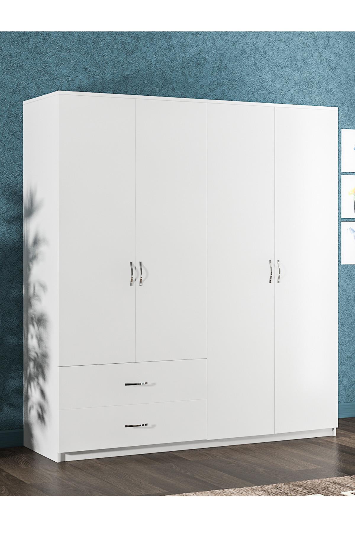 AEKA-3040 Beta 4 Kapaklı 2 Çekmeceli Gardırop